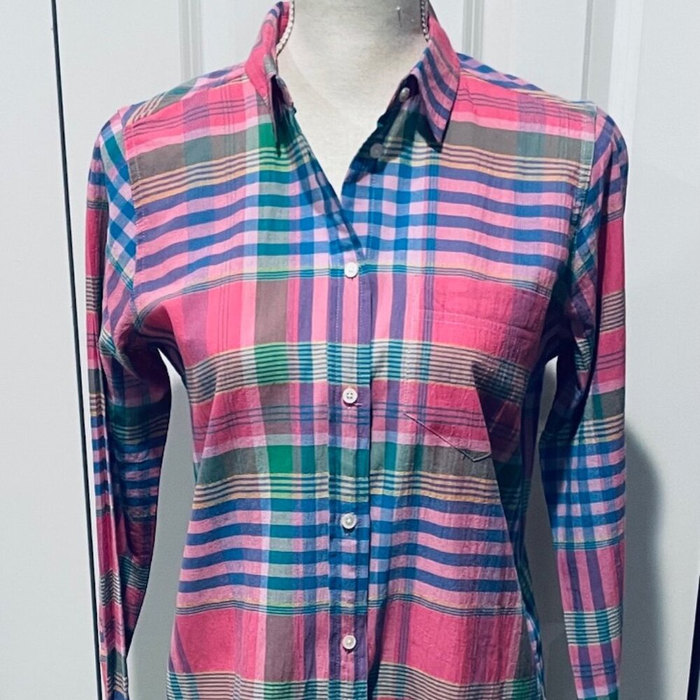 J. Crew Madras Plaid Cotton Button Down Shirt
